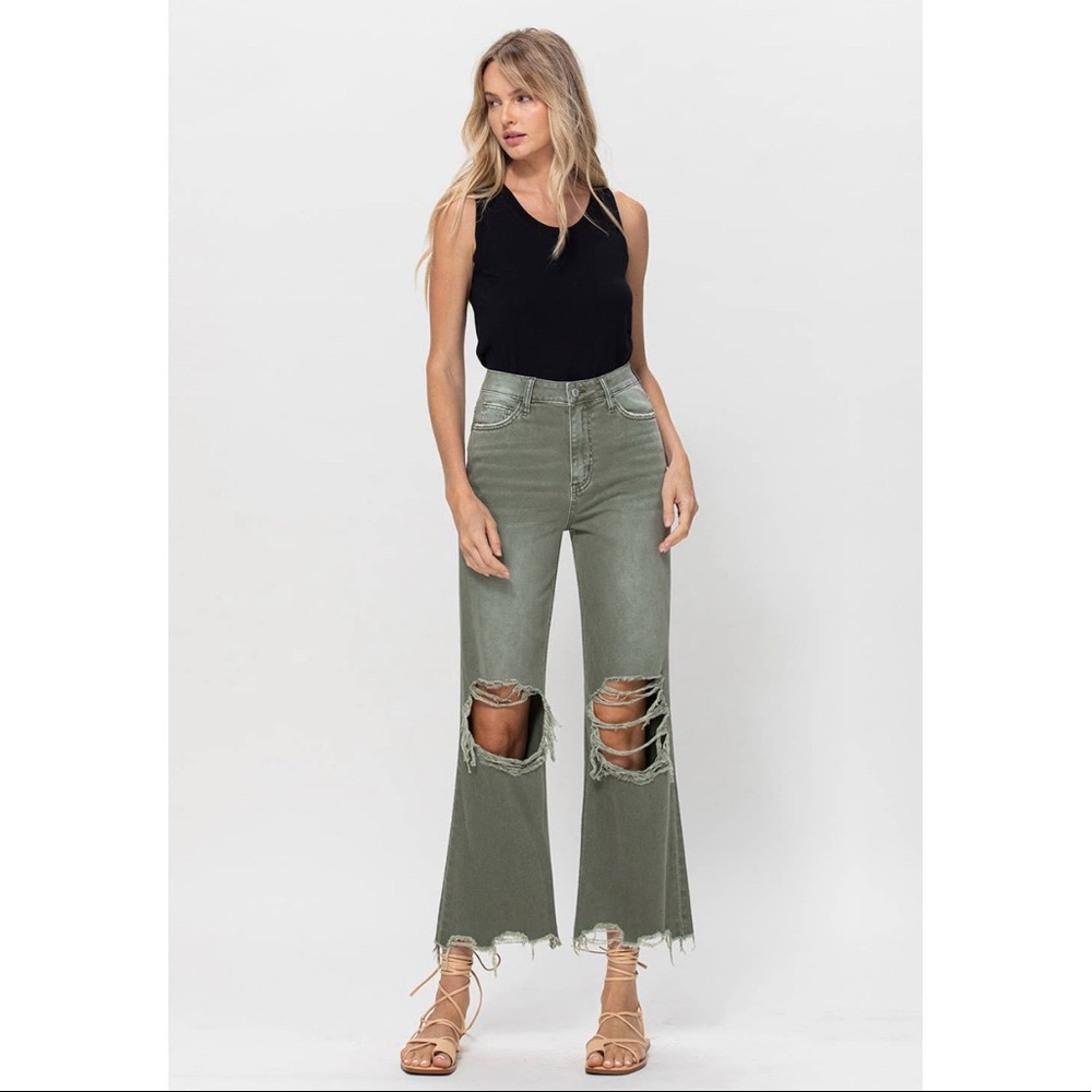Vervet High Rise Crop Flair Green